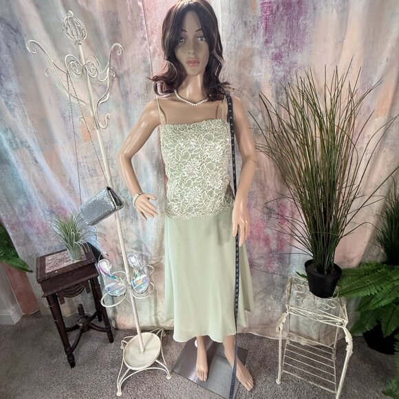 ๐David's Bridal Lace Beaded Chiffon Full Skirt Prom -Cocktail Bridesmaid Dress - Picture 6 of 16